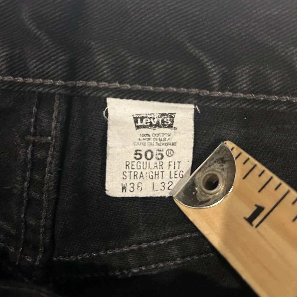 Levis 505 Black Jeans Mens 36x32 Fits 34x31 Vintage 90s Made In USA Straight Leg